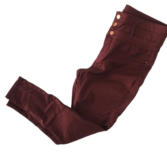 Refuge ladies skinny Jean like slacks burgundy  size 10 - Picture 2 of 6